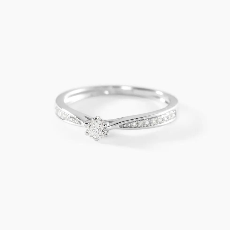 Bague Solitaire Symphonie Or Blanc Diamant