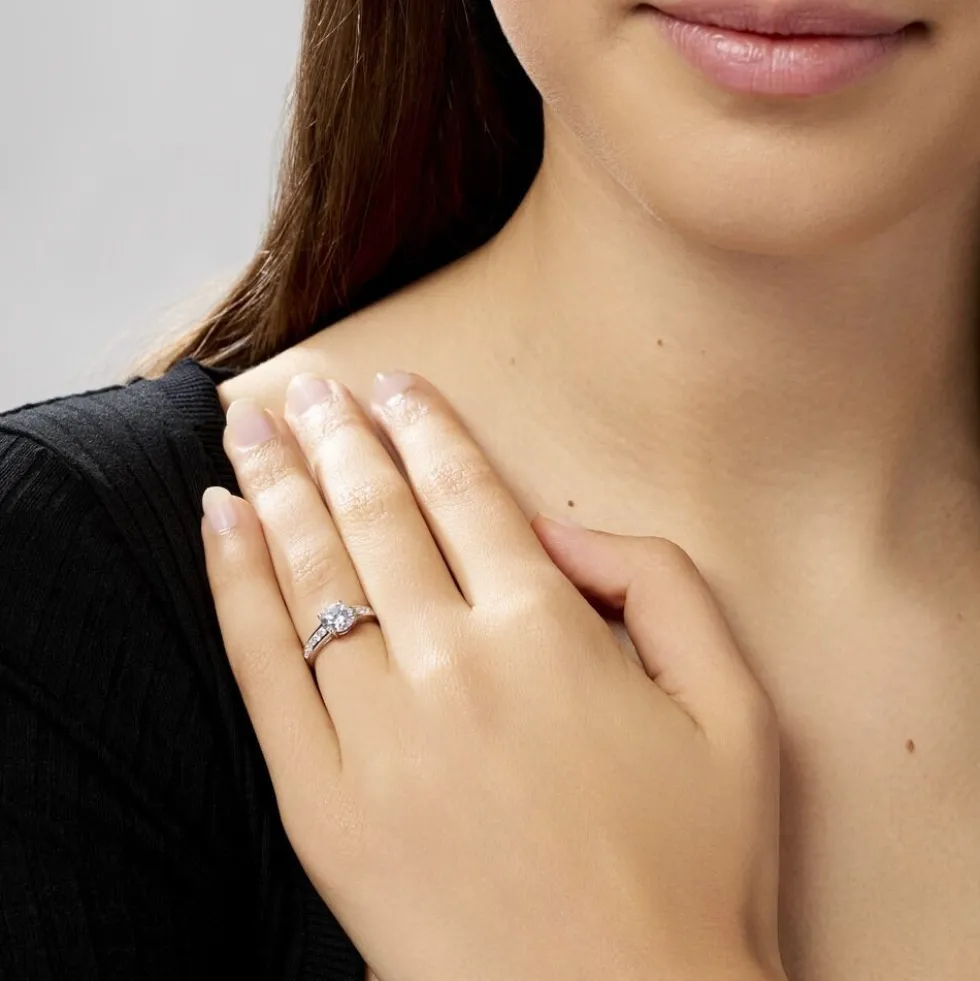 Bague Solitaire Tatjana Or Blanc Oxyde De Zirconium
