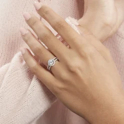 Bague Solitaire Titemae Argent Blanc Oxyde De Zirconium