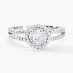 Bague Solitaire Titemae Argent Blanc Oxyde De Zirconium