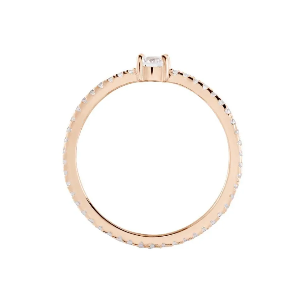 Bague Solitaire Ursi Argent Rose Oxyde De Zirconium