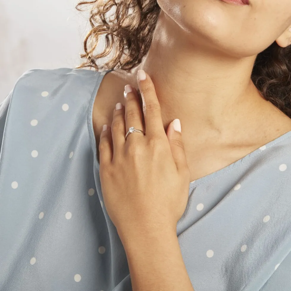 Bague Solitaire Vicoeuria Or Blanc Diamant Synthétique