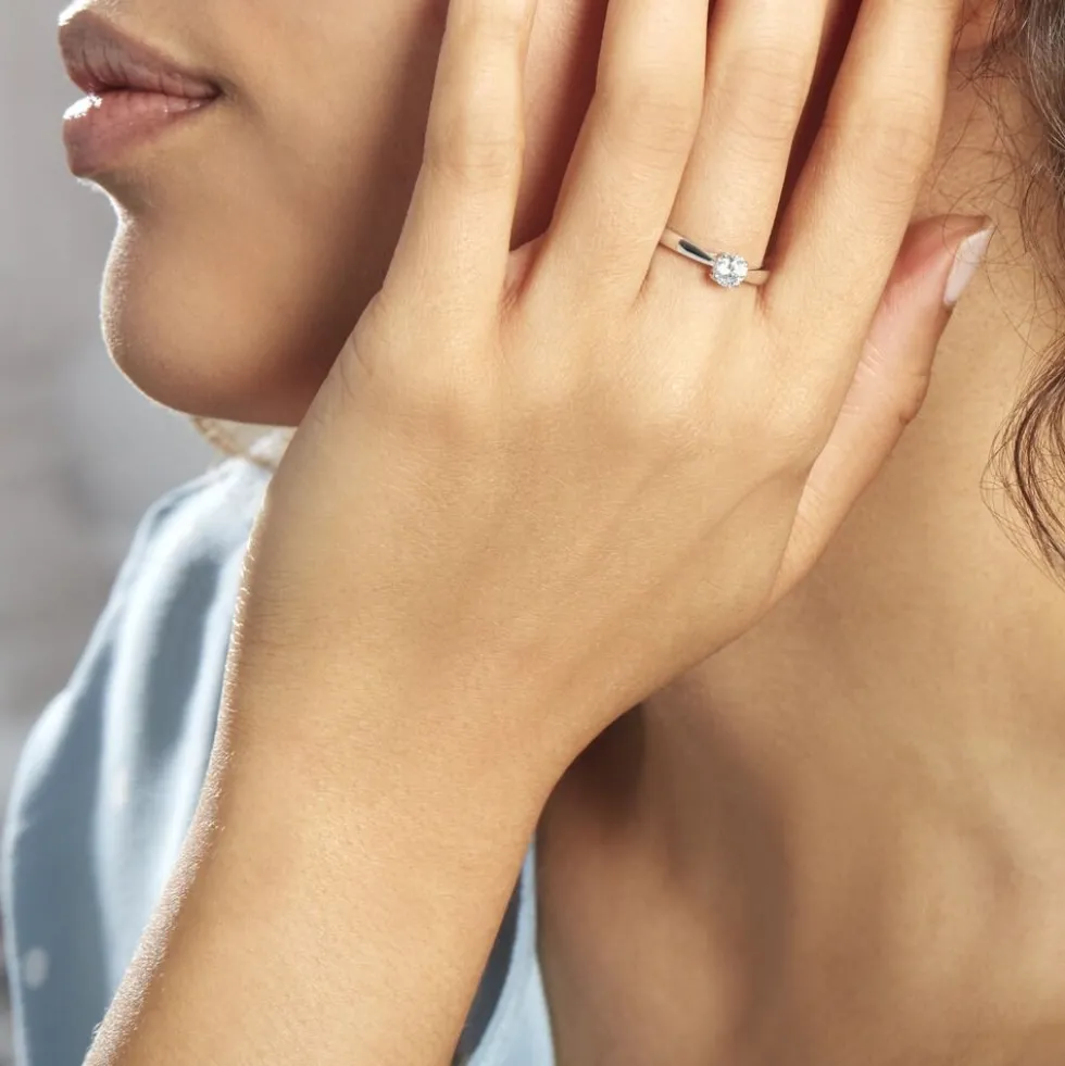 Bague Solitaire Vicoeuria Or Blanc Diamant Synthétique