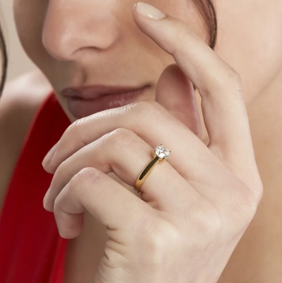 Bague Solitaire Vicoeuria Or Jaune Diamant Synthétique