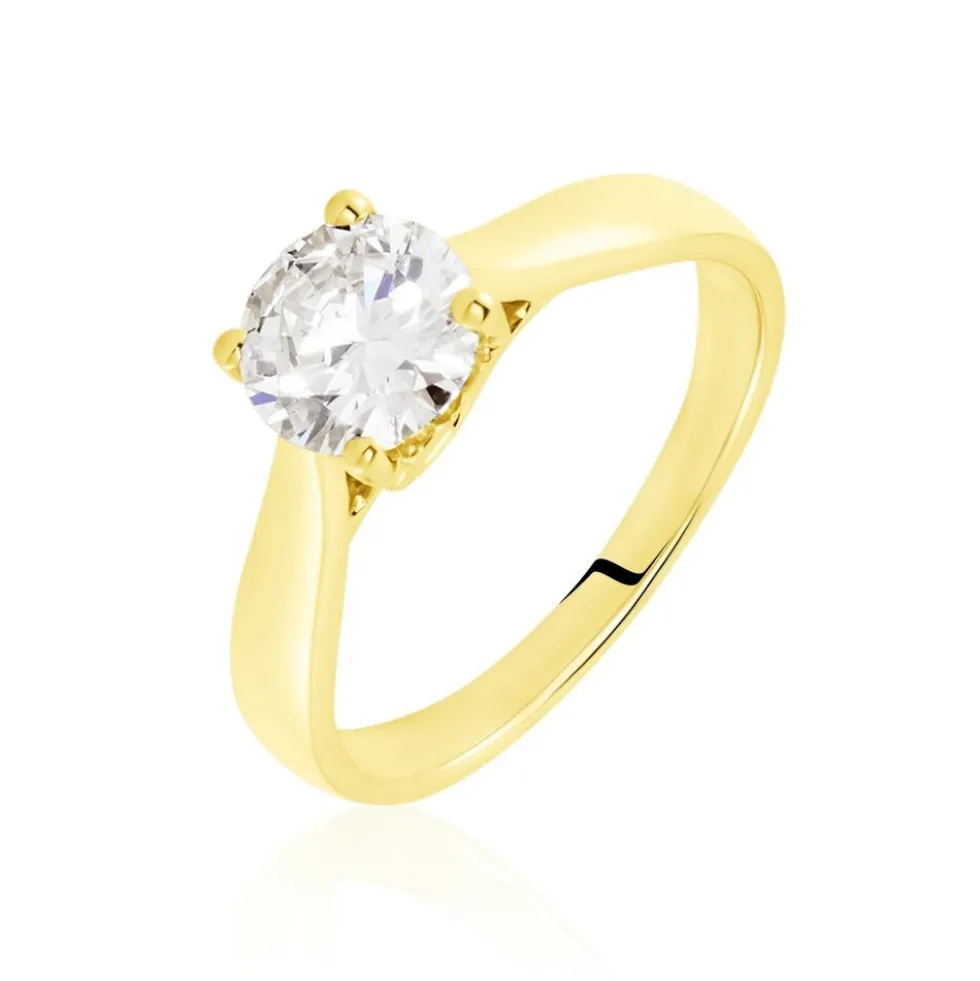 Bague Solitaire Vicoeuria Or Jaune Diamant Synthétique