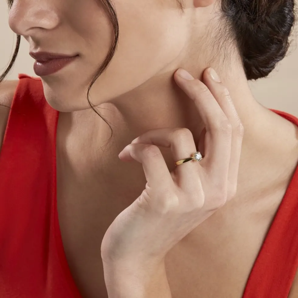 Bague Solitaire Vicoeuria Or Jaune Diamant Synthétique