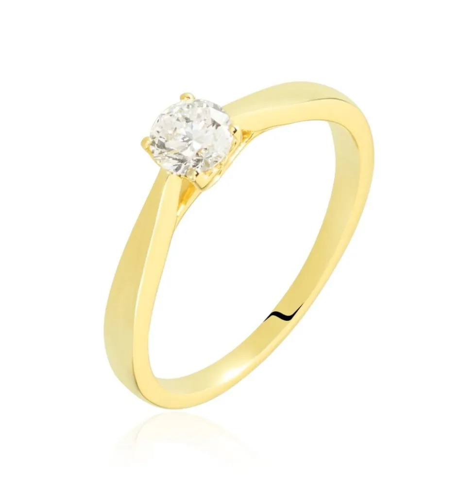 Bague Solitaire Vicoeuria Or Jaune Diamant Synthétique