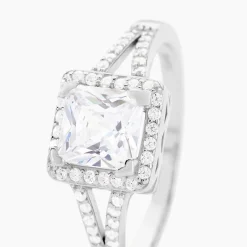Bague Solitaire Wilona Argent Blanc Oxyde De Zirconium