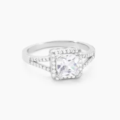 Bague Solitaire Wilona Argent Blanc Oxyde De Zirconium