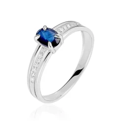 Bague Sylvestine Or Blanc Saphir Et Diamant
