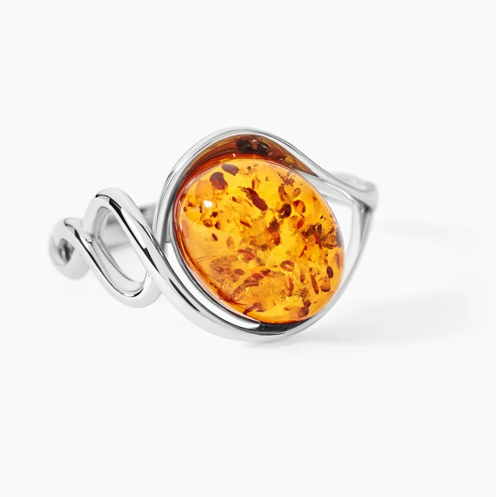 Bague Titziana Argent Blanc Ambre