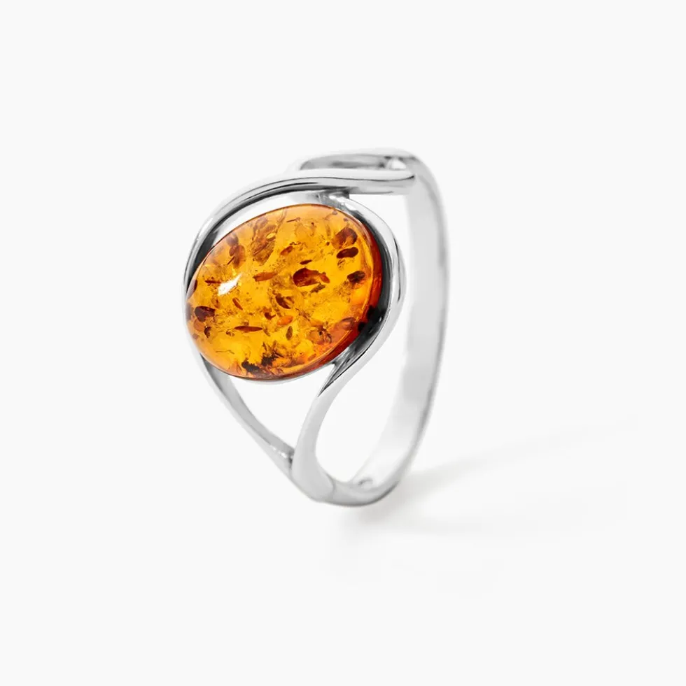 Bague Titziana Argent Blanc Ambre