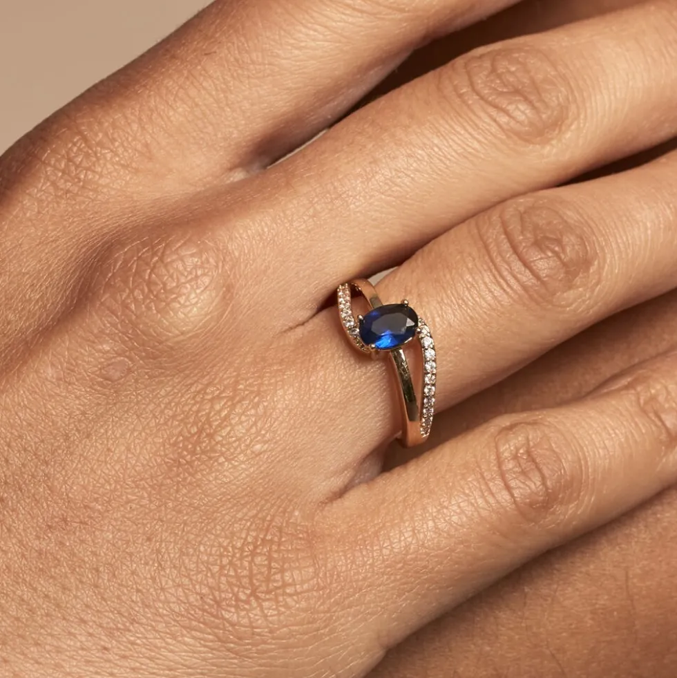 Bague Tyana Plaqué Or Jaune Pierre De Synthese Et Oxyde De Zirconium