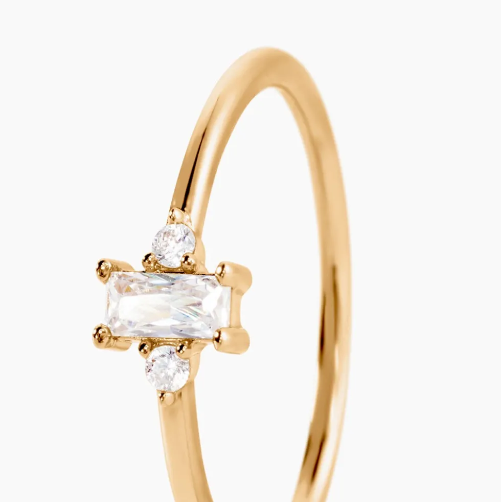 Bague Valentyne Plaque Or Jaune Oxyde De Zirconium