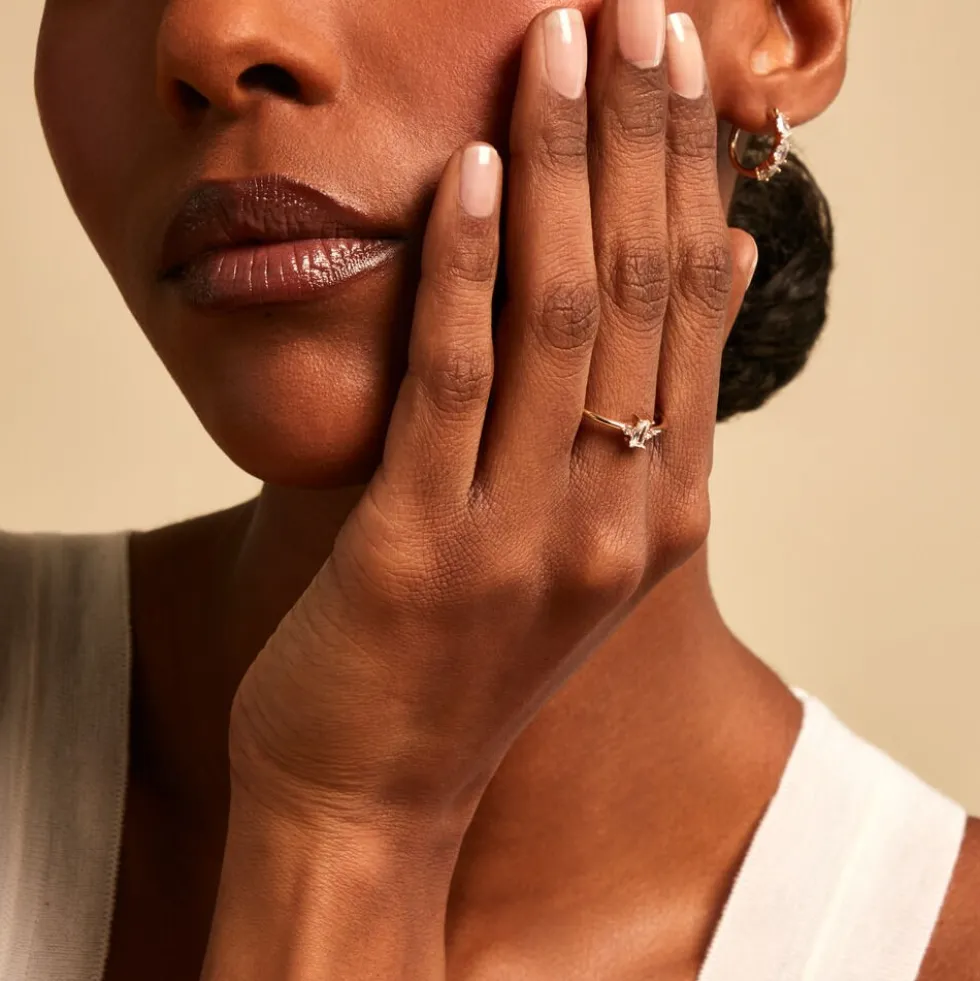 Bague Valentyne Plaque Or Jaune Oxyde De Zirconium
