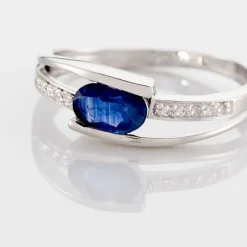 Bague Viyan Or Blanc Saphir Et Diamant