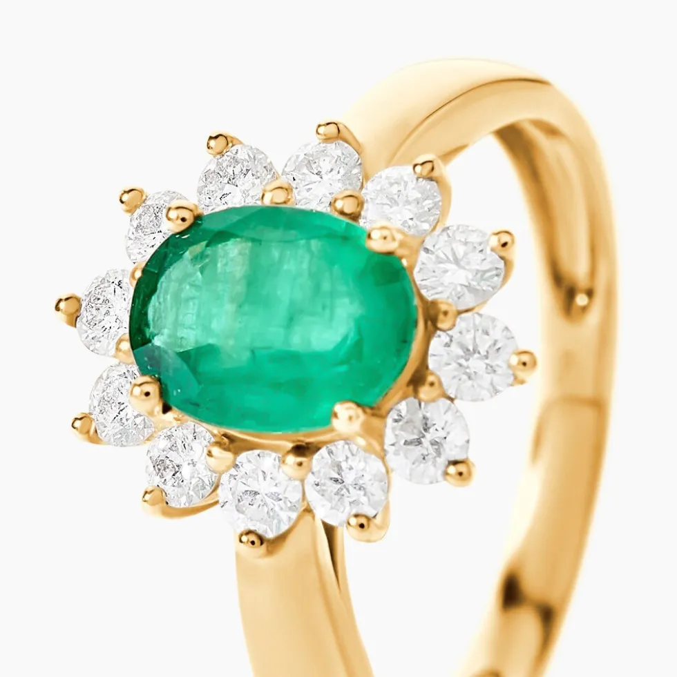 Bague Vladimir Or Jaune Emeraude Diamants