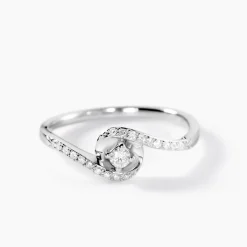 Bague Vrille Accompagnee Or Blanc Diamant