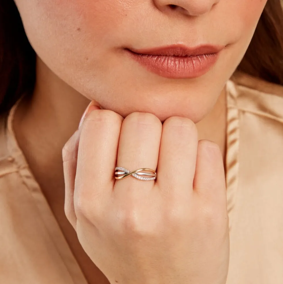 Bague Yvanne Or Jaune Argent Blanc Oxyde De Zirconium