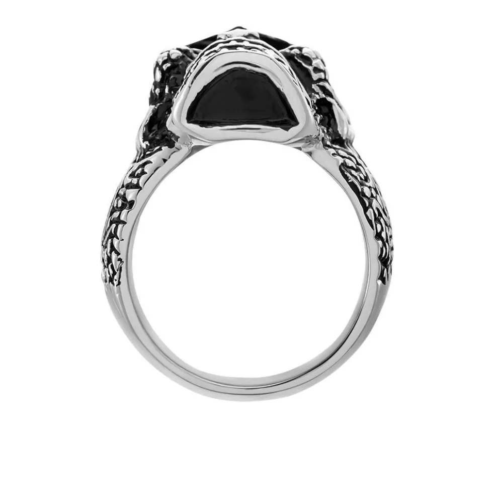 Bague Acier Blanc Et Noir Valentik