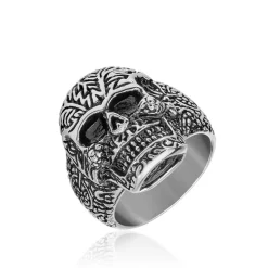Bague Acier Blanc Et Noir Valentik