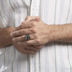 Bague Acier Blanc Et Noir Valentik