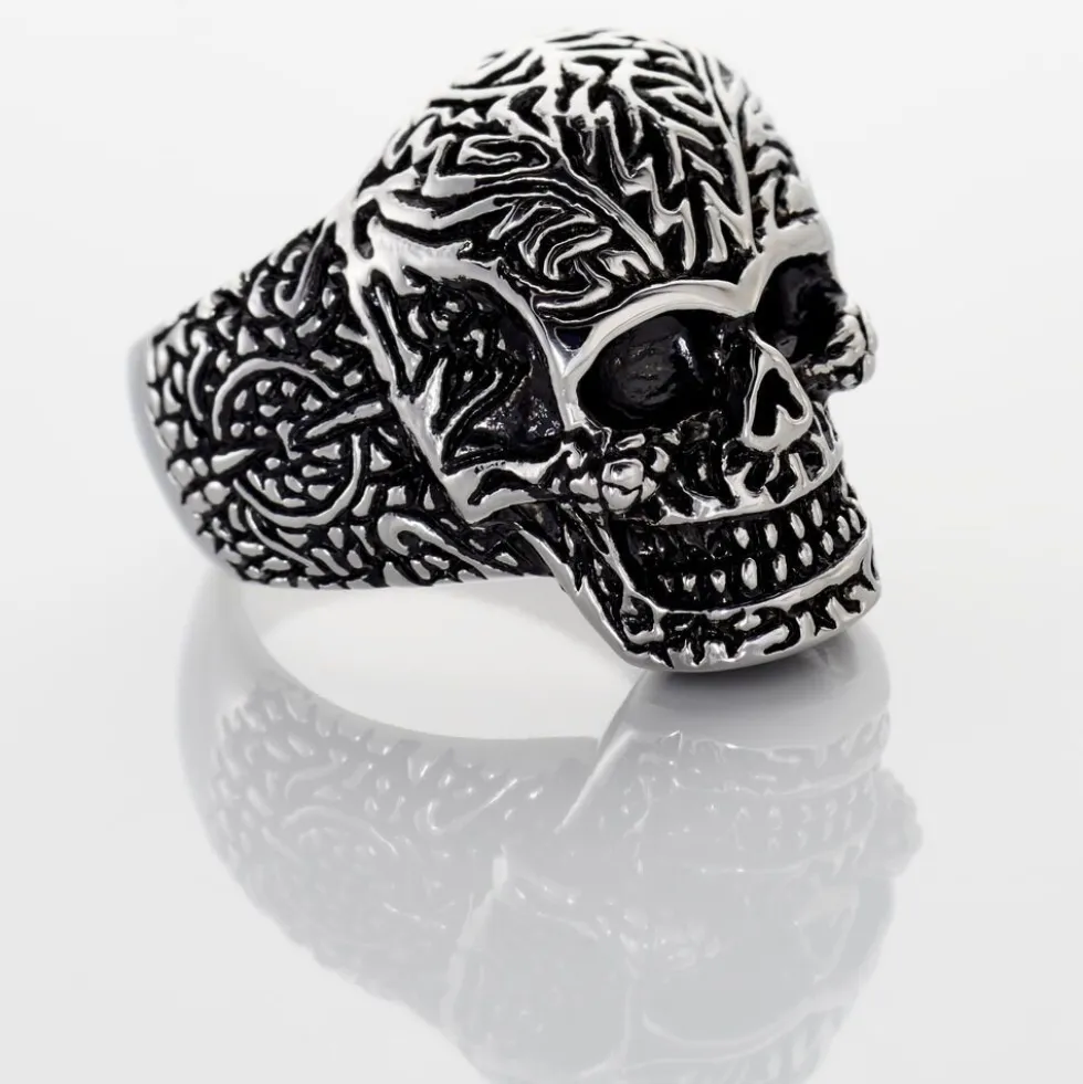 Bague Acier Blanc Et Noir Valentik