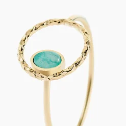 Bague Acier Doré Amazonite