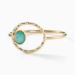 Bague Acier Doré Amazonite