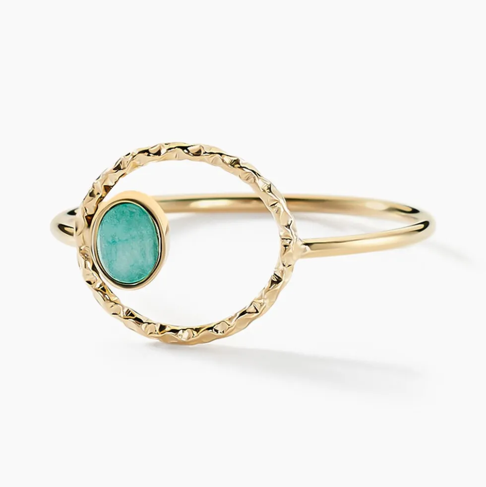 Bague Acier Doré Amazonite