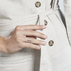 Bague Ajustable Janvier Argent Oxydes De Zirconium