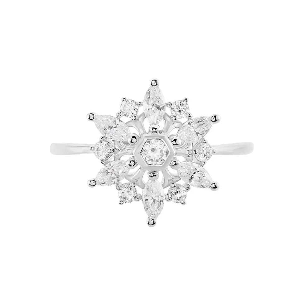 Bague Allassane Or Blanc Oxyde De Zirconium
