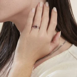Bague Argent Blanc Clover Verre Oxydes De Zirconium