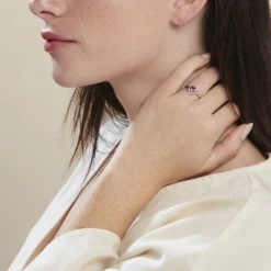Bague Argent Blanc Clover Verre Oxydes De Zirconium