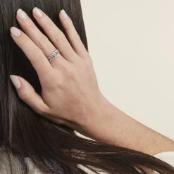 Bague Argent Blanc Cristobal Feuille Oxydes De Zirconium