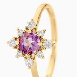 Bague Astrithr Or Jaune Améthyste Oxyde De Zirconium