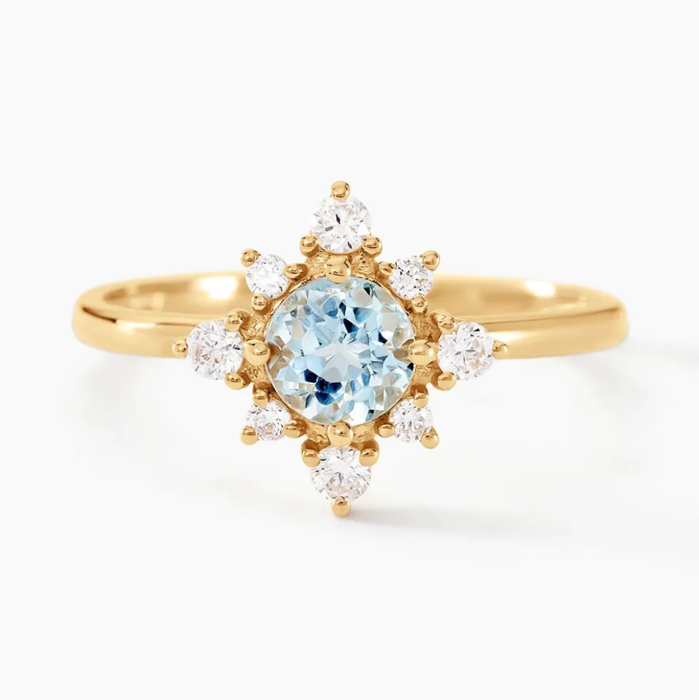 Bague Astrithr Or Jaune Topaze Oxyde De Zirconium