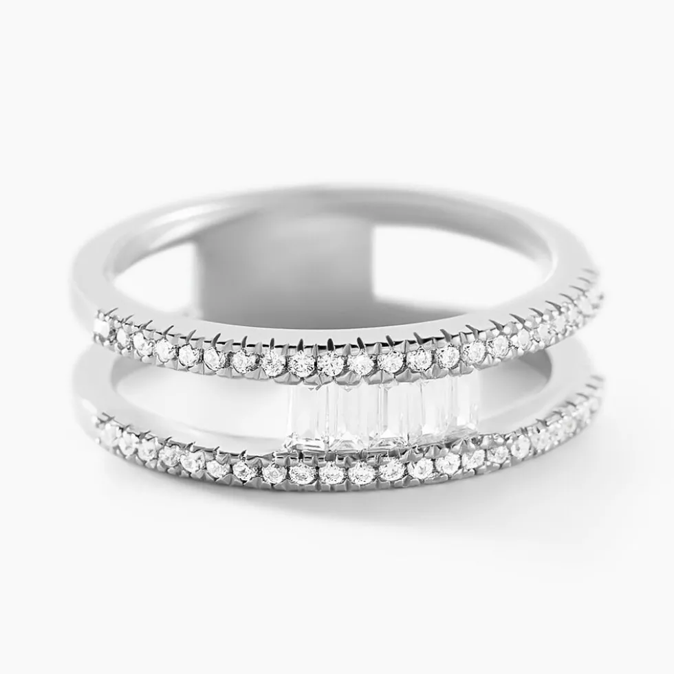 Bague Baroque Party Argent Blanc Oxyde De Zirconium