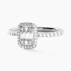 Bague Baroque Party Argent Blanc Oxyde De Zirconium