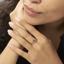 Bague Bertille Or Jaune Amethyste Et Oxyde De Zirconium