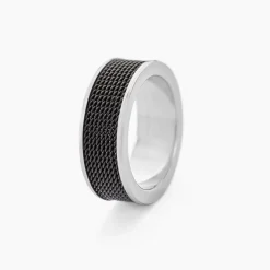 Bague Black Love Acier Bicolore