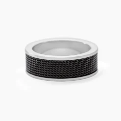 Bague Black Love Acier Bicolore