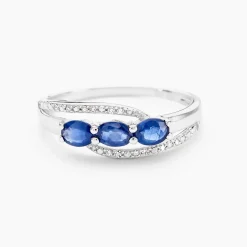 Bague Comete Or Blanc Saphir Et Diamant