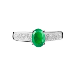 Bague Crista Or Blanc Emeraude Et Diamant