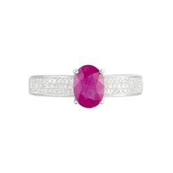 Bague Crista Or Blanc Rubis Et Diamant
