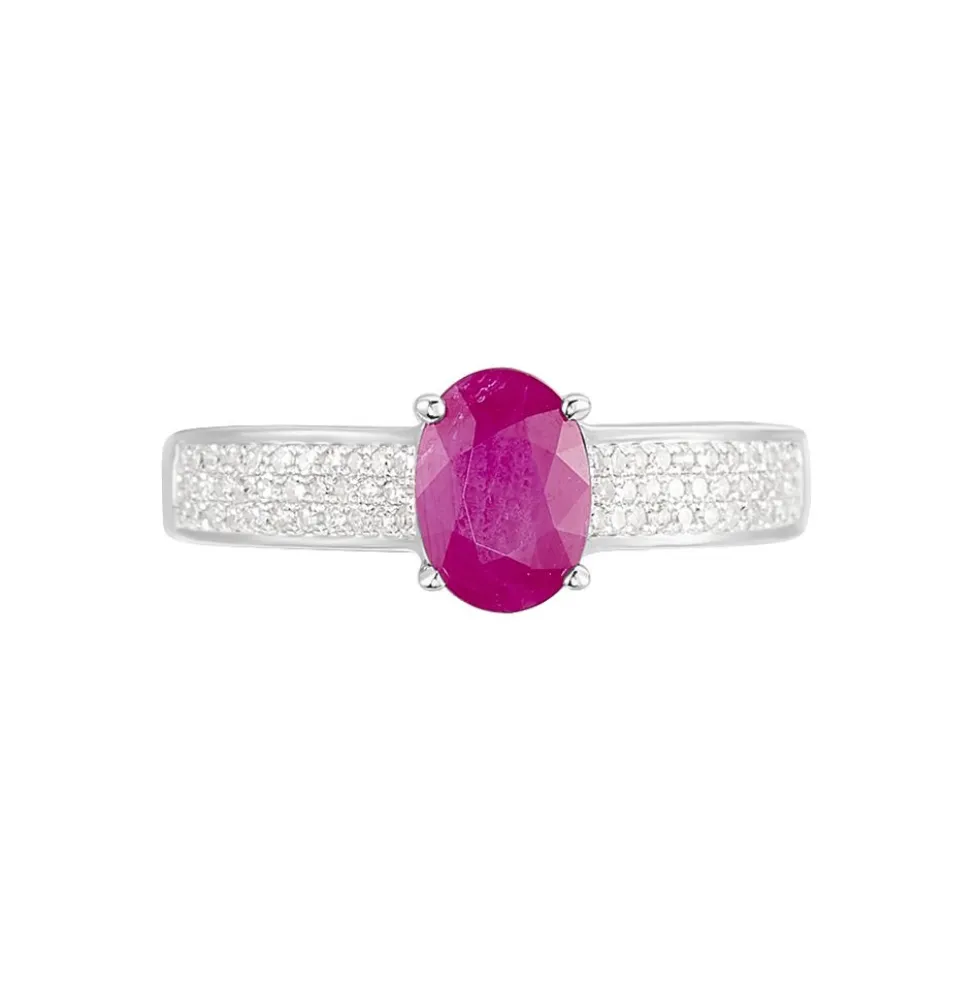 Bague Crista Or Blanc Rubis Et Diamant