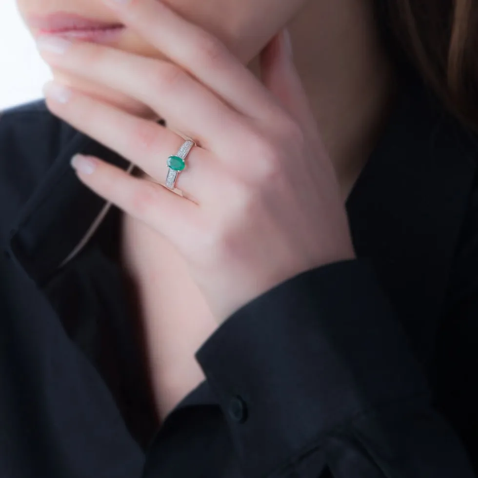 Bague Crista Or Blanc Saphir Et Diamant