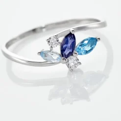 Bague Daurine Or Blanc Oxyde De Zirconium Iolite