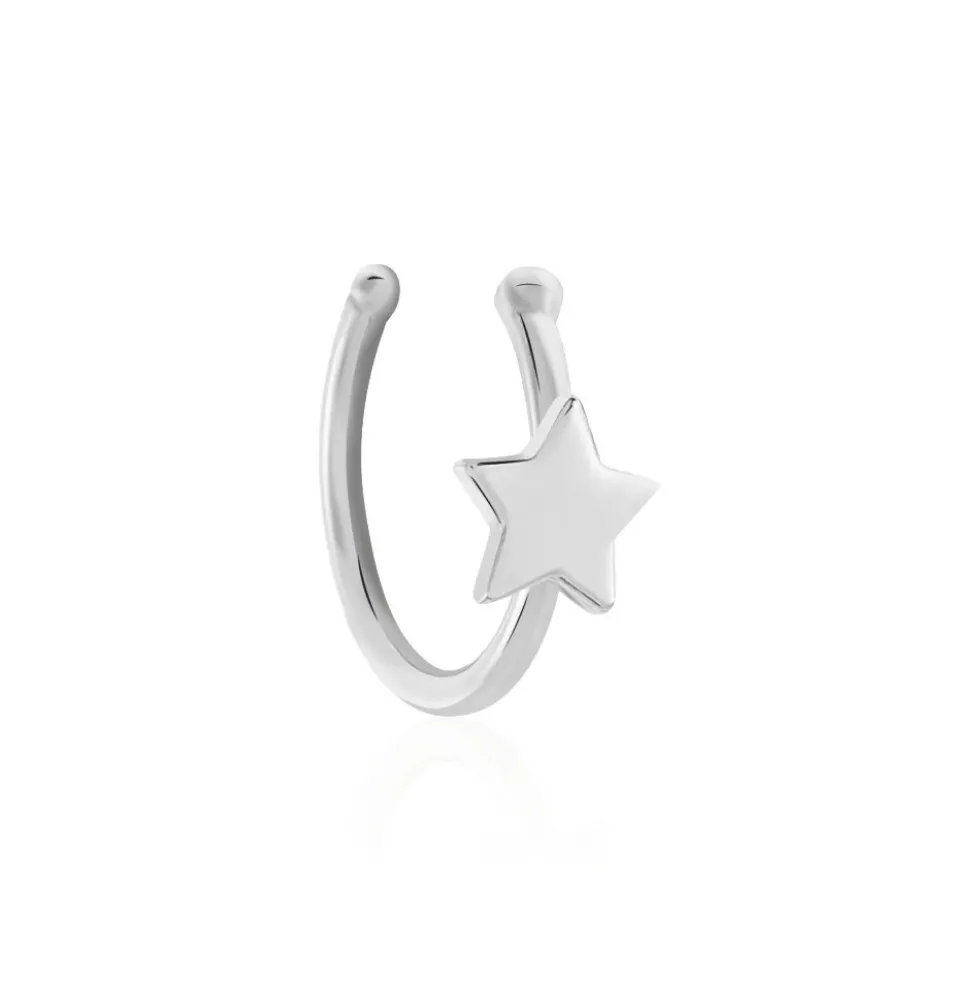 Bague D'oreille Puce Unitaire Astre Argent Blanc