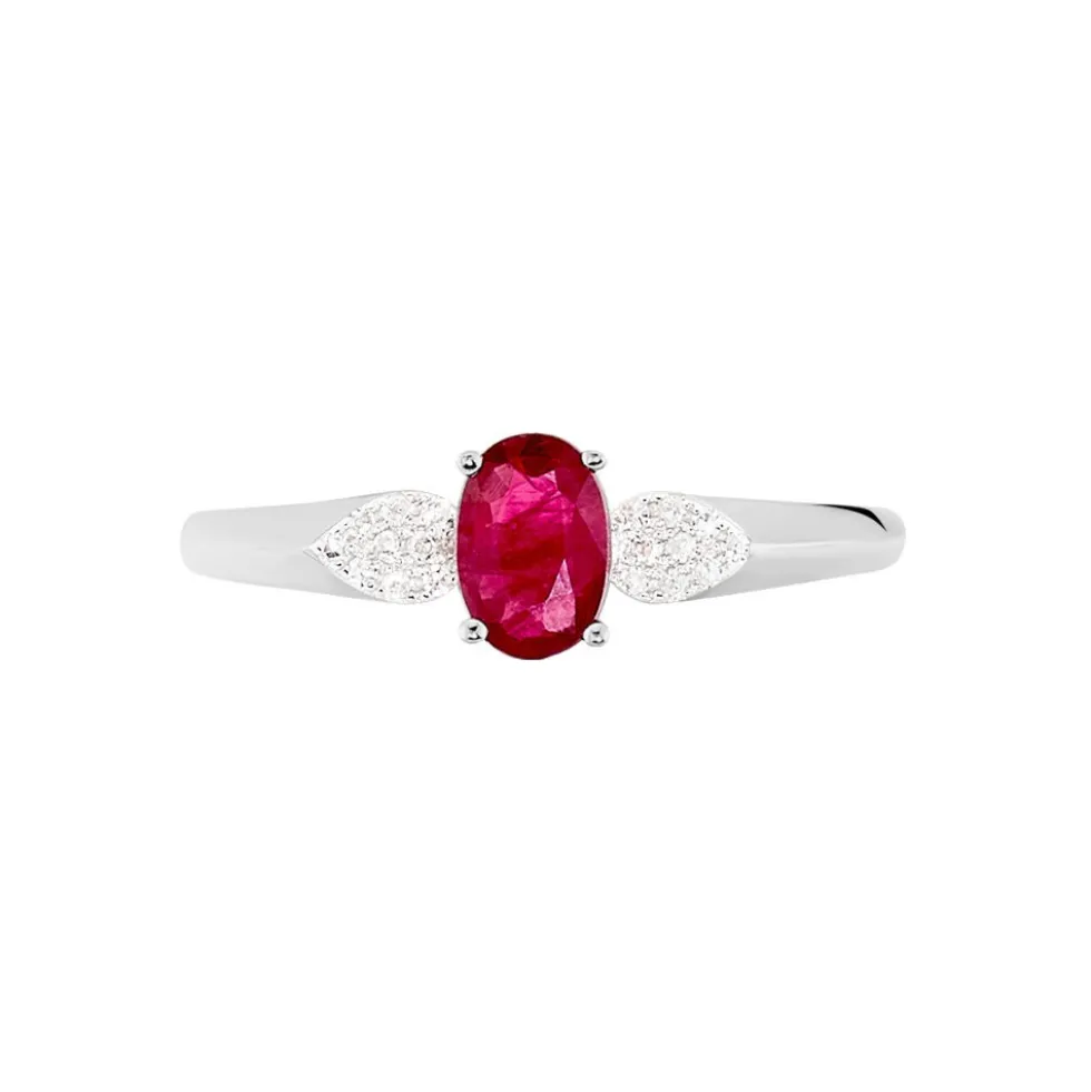 Bague Edgina Or Blanc Rubis Et Diamant